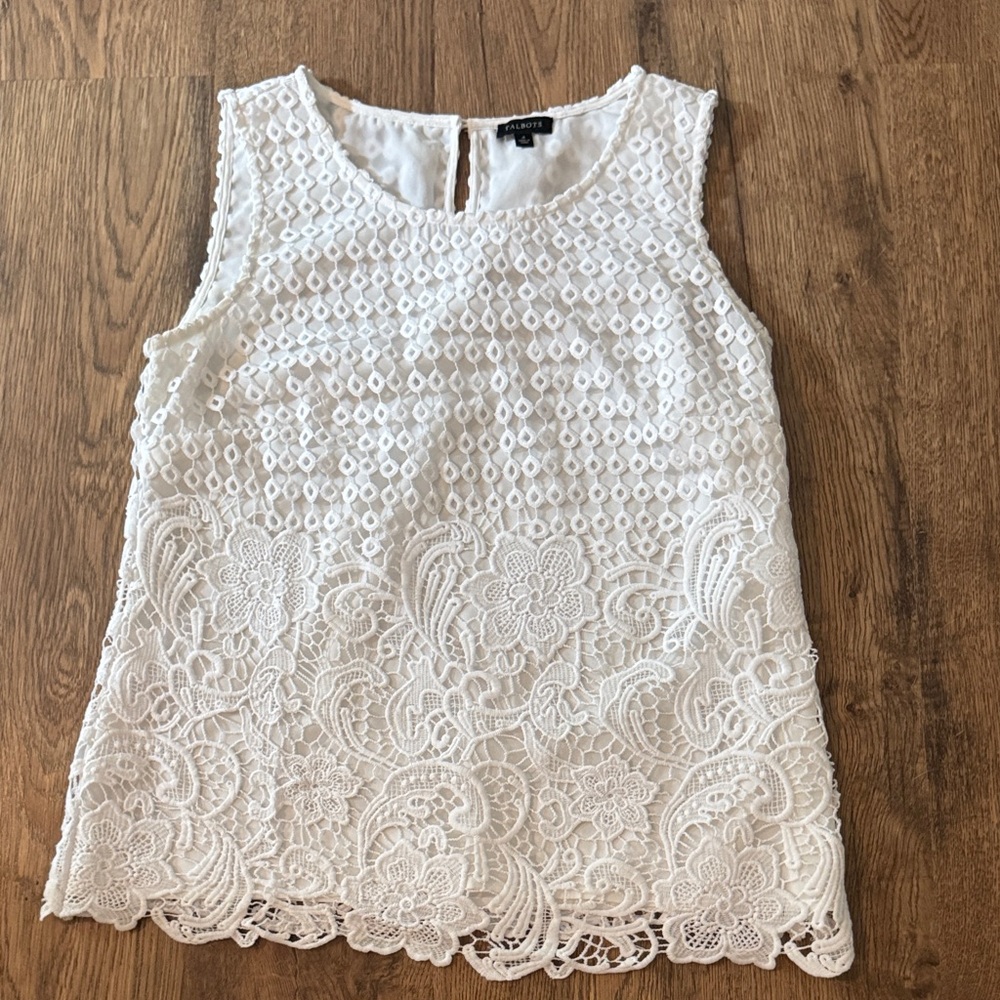 EUC Talbots White Lace Top